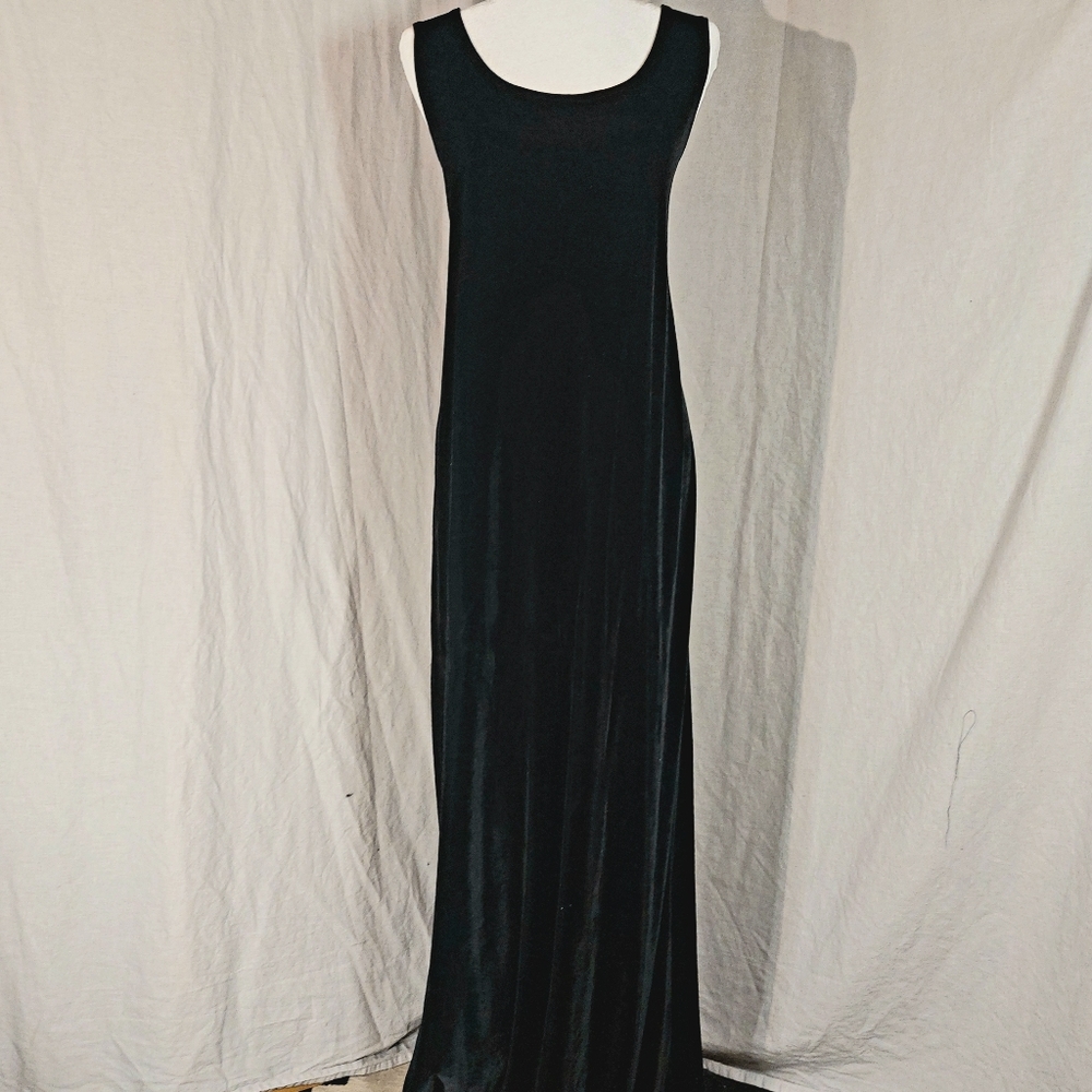 Ms.Emma Y2K black velvet jersey maxi dress, XL, EUC